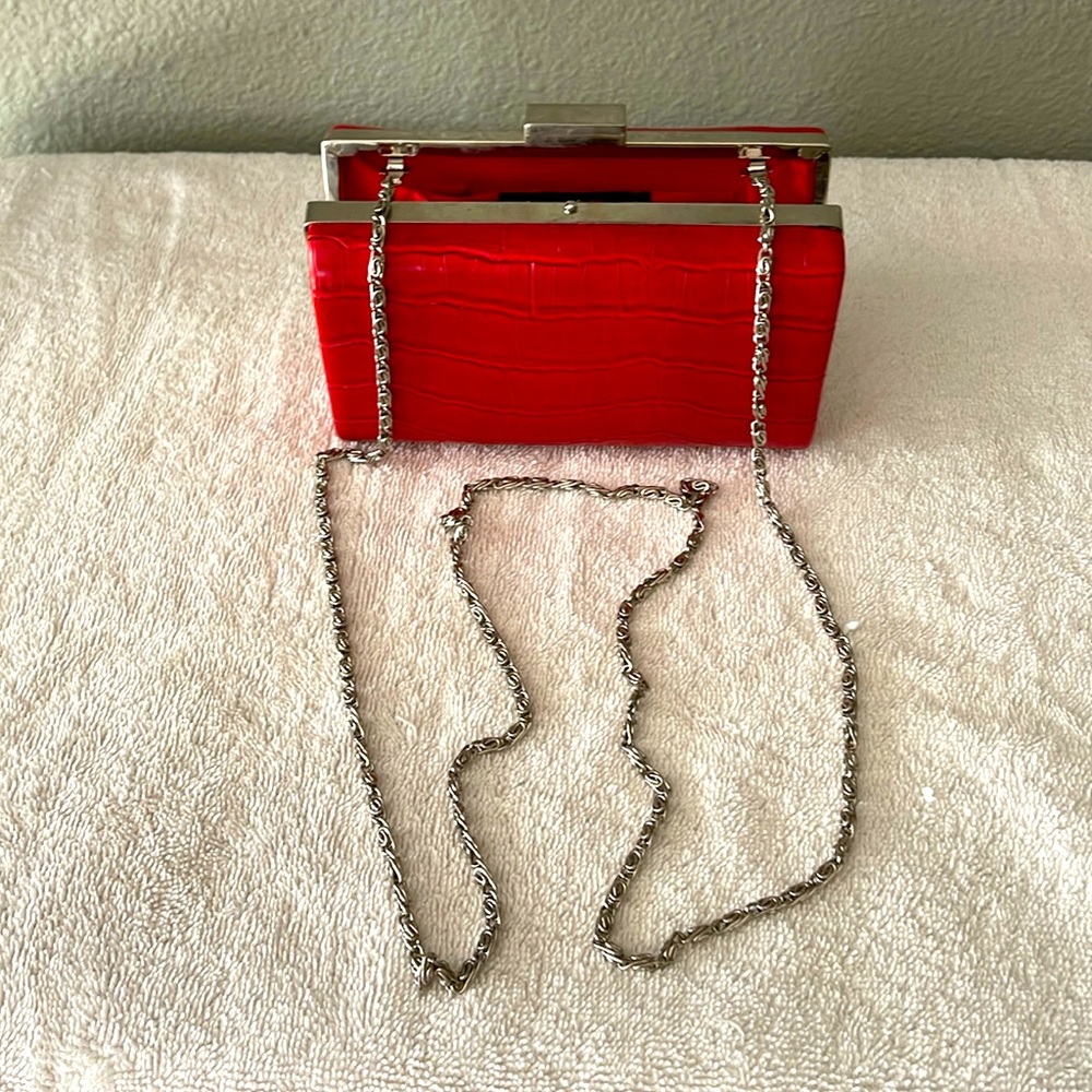 Small Red Croc Pattern Evening Bag/Clutch